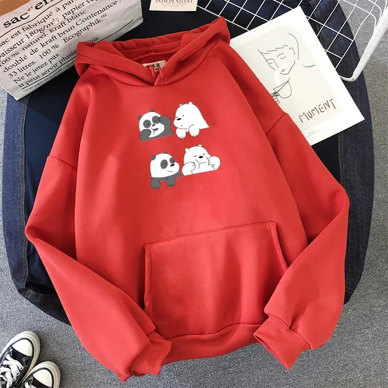 Cute Panda Print Winter Hoodie