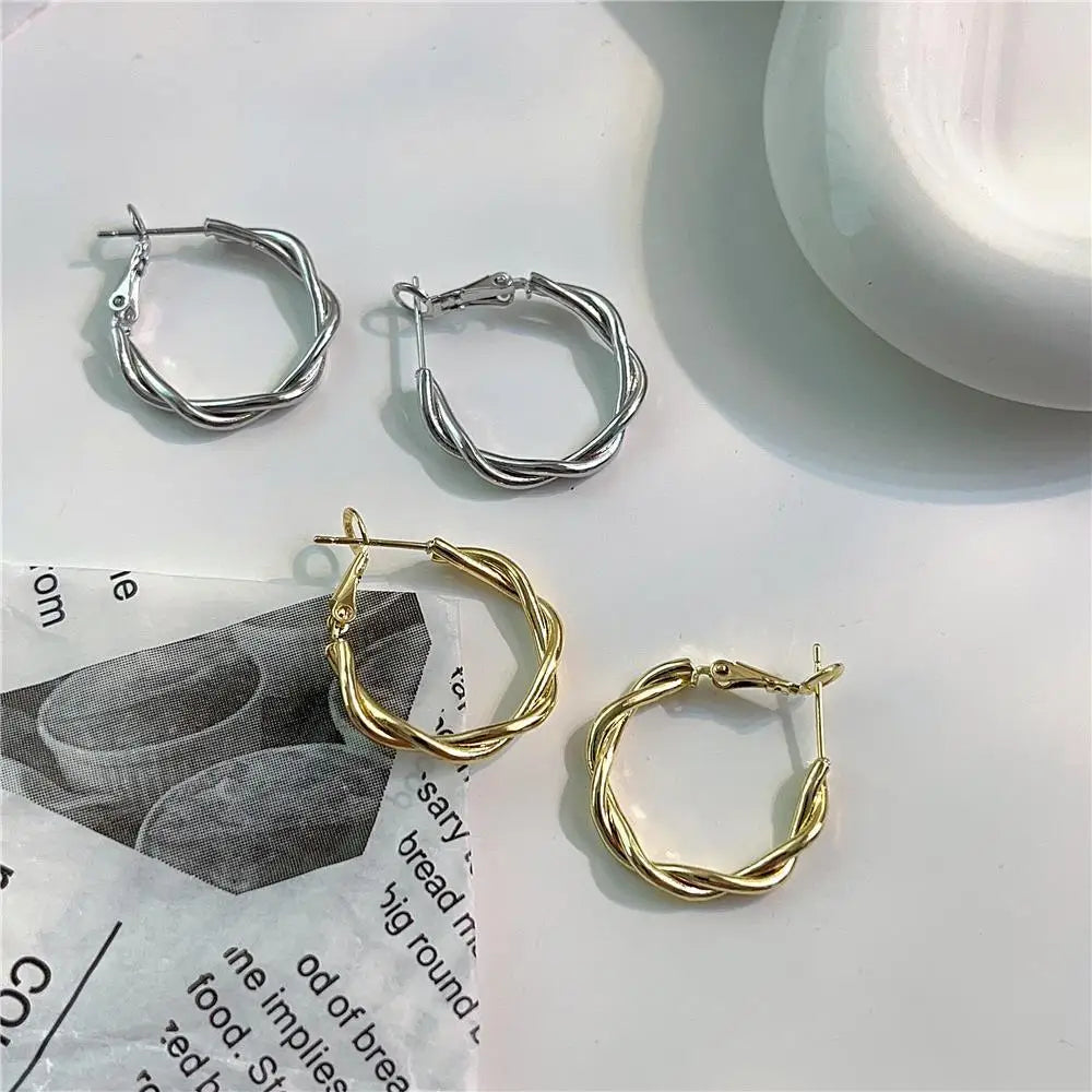 Vintage Twisted Metal Hoop Earrings