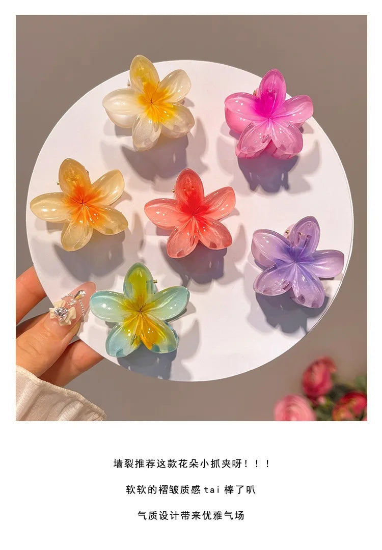 Gradient Flower Hair Claw Clips