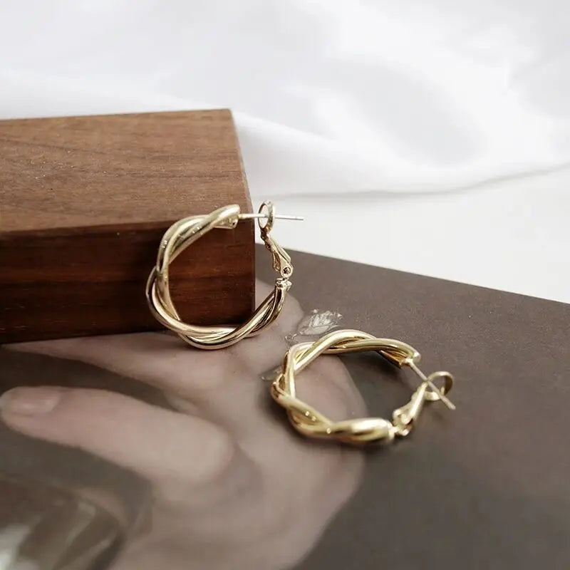 Vintage Twisted Metal Hoop Earrings