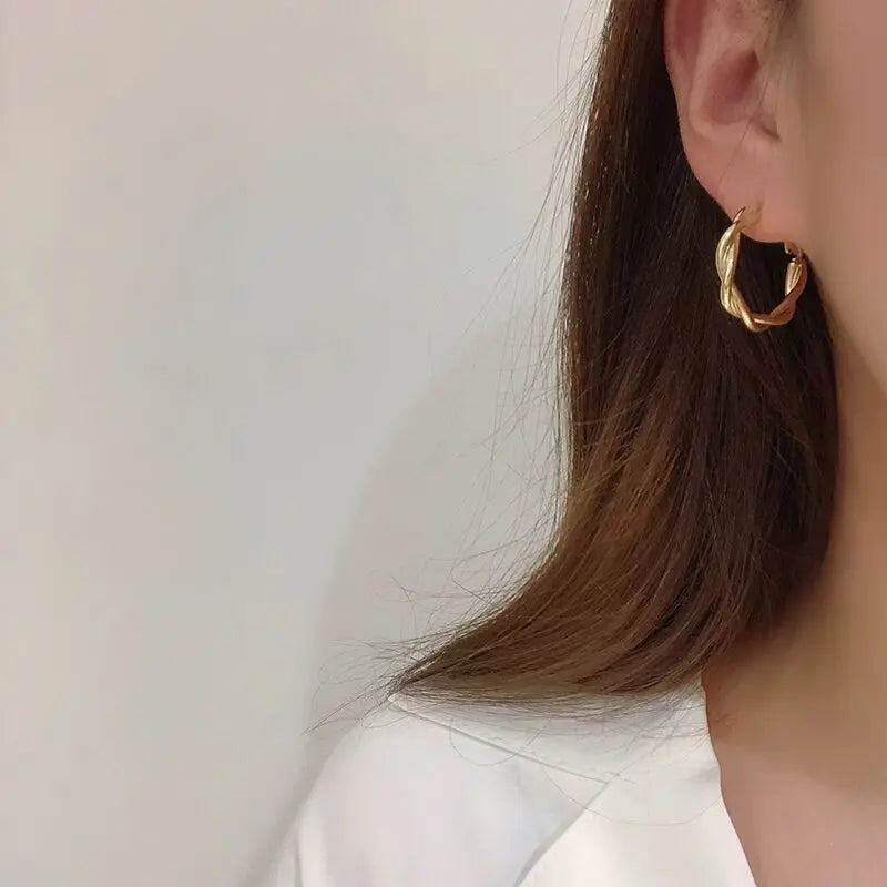 Vintage Twisted Metal Hoop Earrings