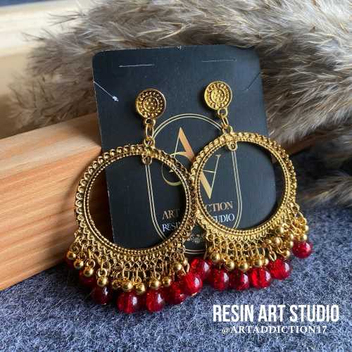 resin jhumka with pearl
