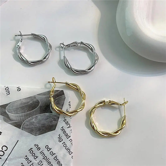 Vintage Twisted Metal Hoop Earrings