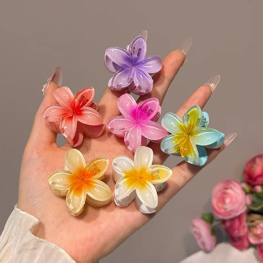 Gradient Flower Hair Claw Clips